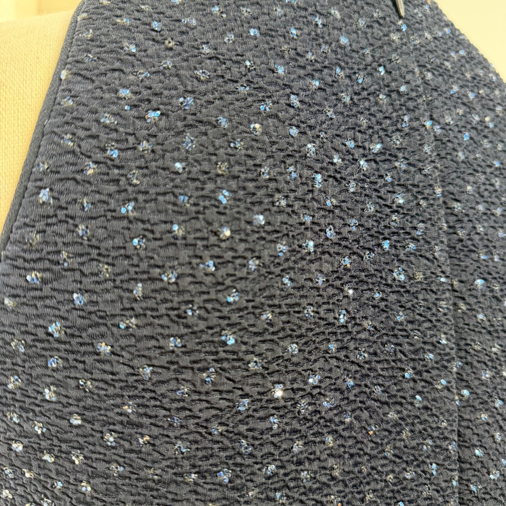 90s Y2K Vintage David Warren Glitter Dress Sparkles Navy Blue Women's Size 6 - Picture 9 of 11